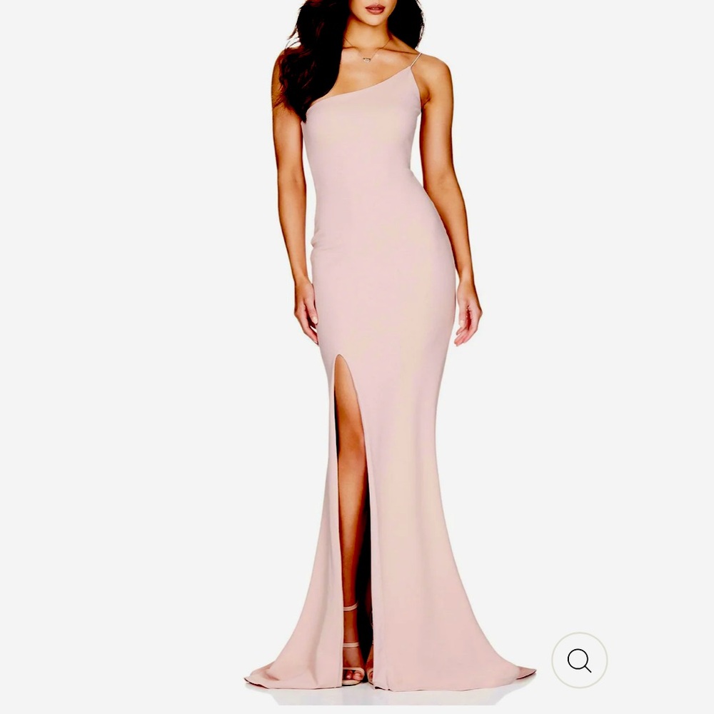 Nookie Jasmine One Shoulder Formal Mermaid Gown Blush Signature Scuba Crepe Sz M